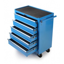 Montážny servisný dielenský vozík náradie 5 ZÁSUVIEK - na ložiskách - Modrý 
