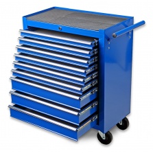 Montážny servisný dielenský vozík náradie 9 ZÁSUVIEK na ložiskách- Modrý